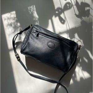 Nancy Scott dark blue crossbody vintage leather handbag